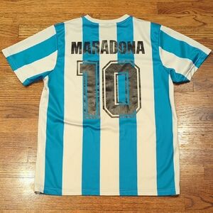 Le Coq Sportif Maradona Argentina Blue and White Jersey